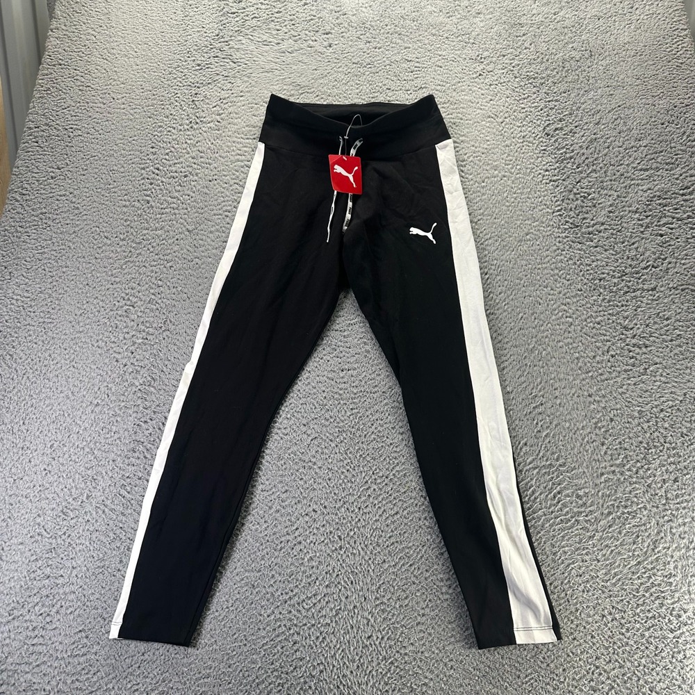 Puma Slant Tight Womens M Black Cotton Compression Leggings Workout Yoga Stretch